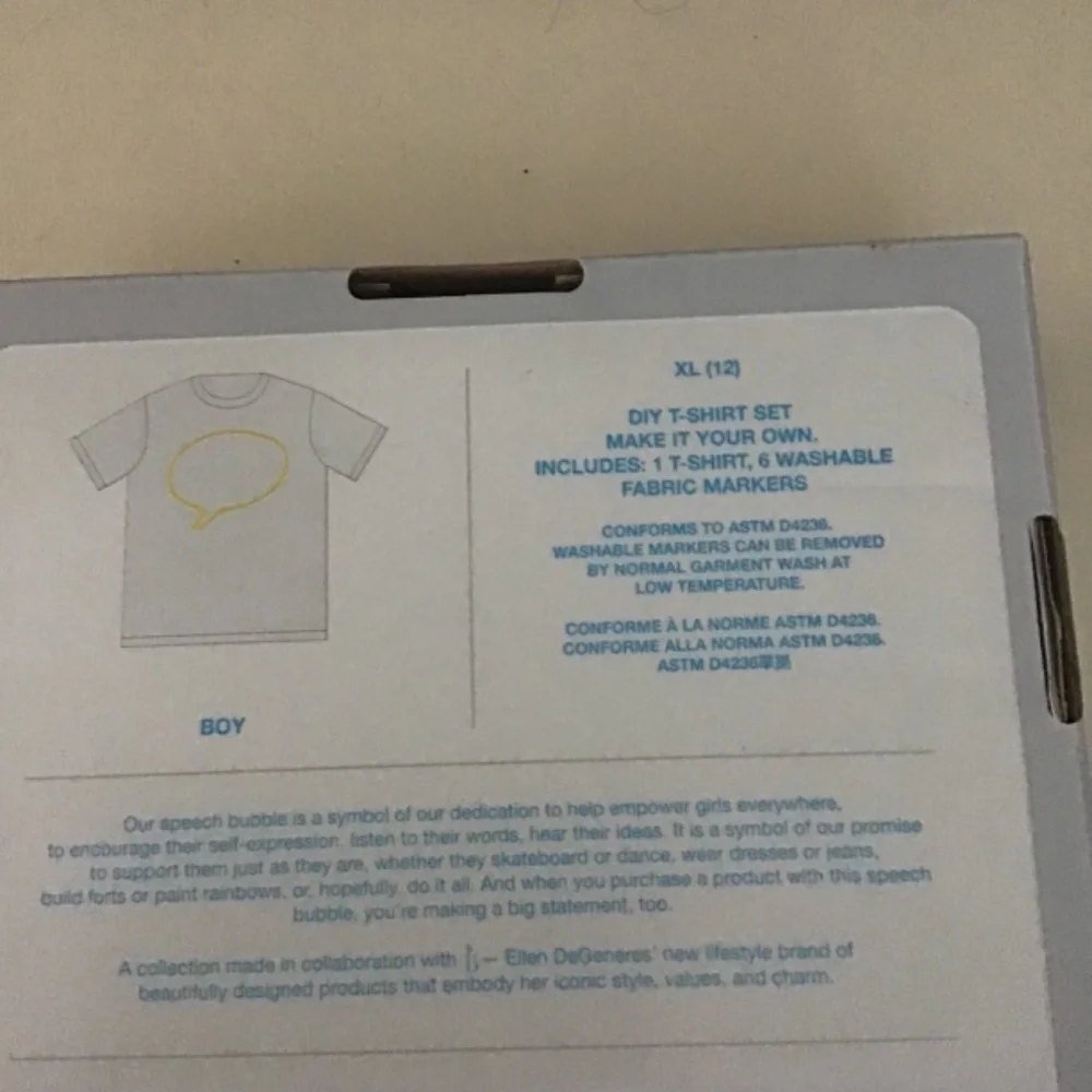 NWT NIB GAP Kids ED Make It Your Own Gray Grey DIY T-shirt Set & Marker 12 Ellen